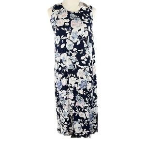 J. Jill M (Tall) Women’s Navy Floral Sleeveless Midi Summer Spring Blue Dress